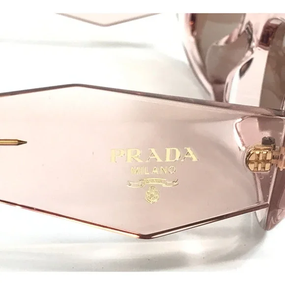 Prada Sunglasses SPR17W-F 19Q-10D Transparent Peach Asian Fit with Brown Lenses - Picture 6 of 13